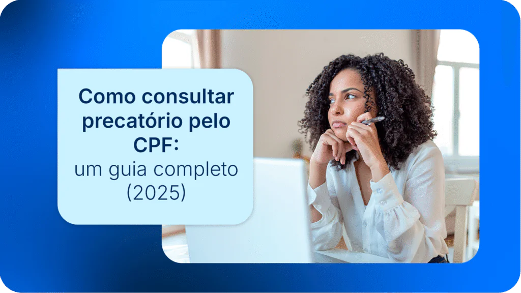 mulher negra segurando uma caneta com o notebook pensando como consultar seu precatório pelo cpf