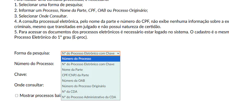 Captura de tela mostrando a continuação do processo de consulta precatório TRF4