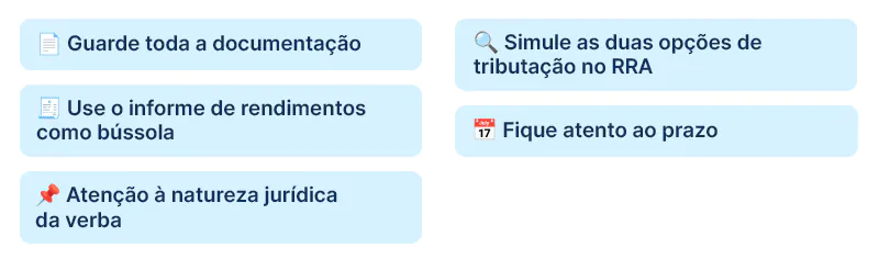 Esquema em tópicos com dicas para declarar Precatórios no Imposto de Renda