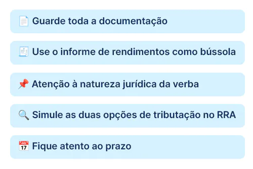 Esquema em tópicos com dicas para declarar Precatórios no Imposto de Renda